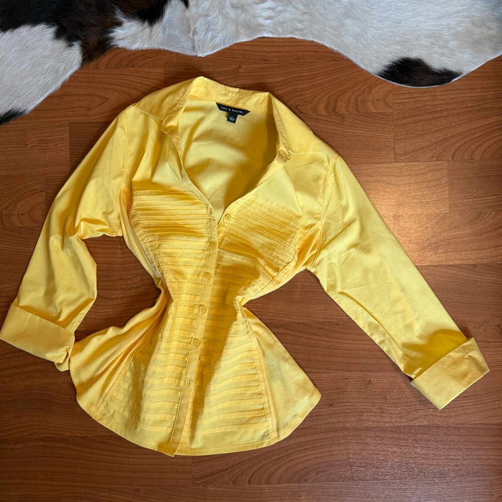 Zac & Rachel Yellow Fitted Long Sleeve Button Down Shirt